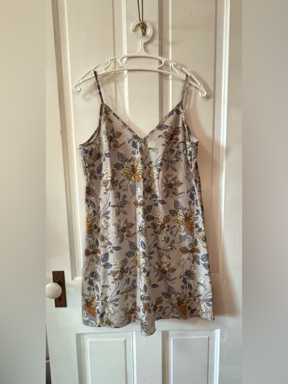 SHEIN Beige Slip Dress with Mustard & Slate Floral Accents